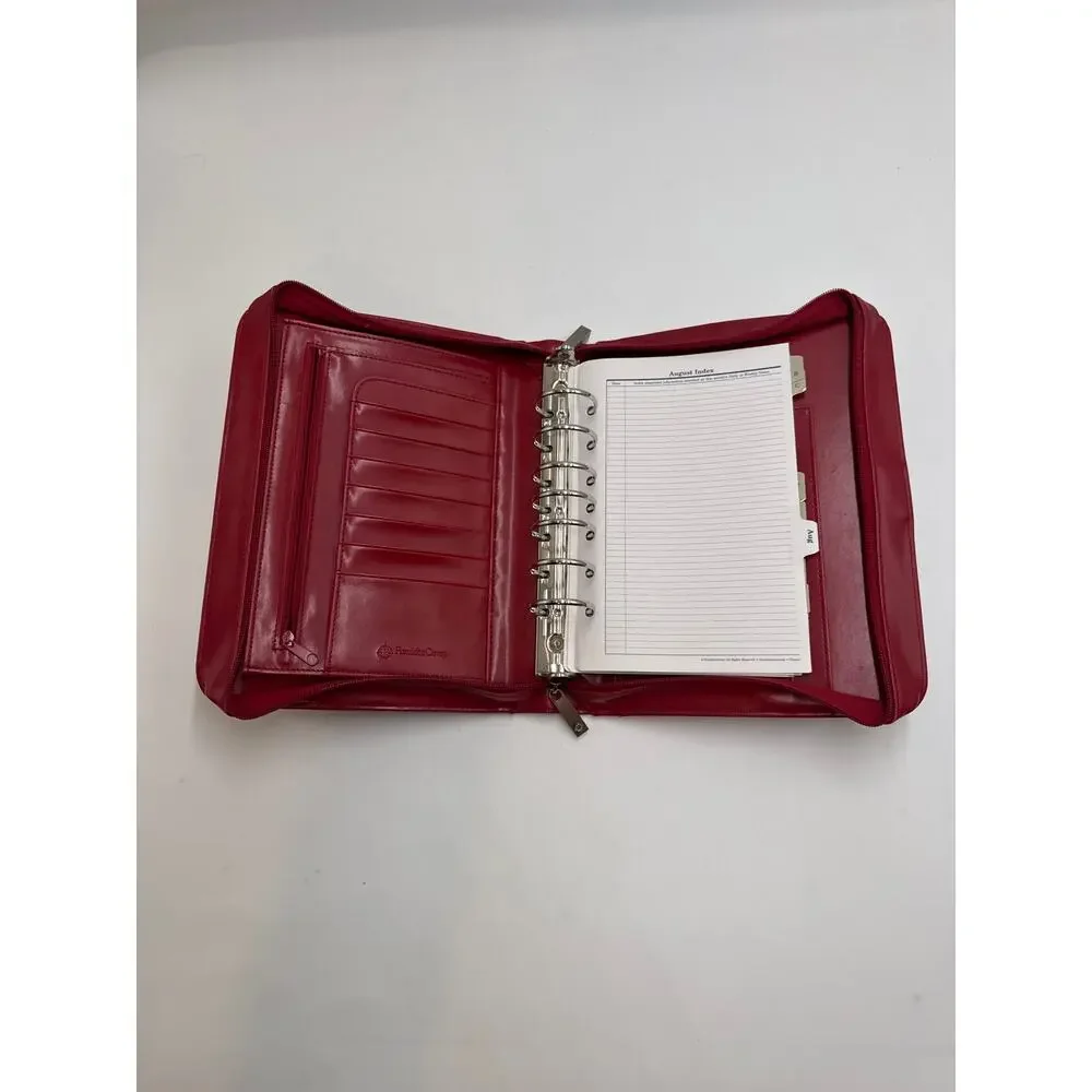 FranklinCovey Red Zip Around 6 Ring Planner Binder Organizer Carry Case